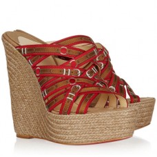 Christian Louboutin Crepon 140mm Cuñas Rojo Christian Louboutin Crepon 140mm Cuñas Rojo