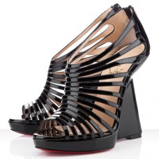 Sandalias de cuña Christian Louboutin Disqueen de 120 mm negras Sandalias de cuña Christian Louboutin Disqueen de 120 mm negras