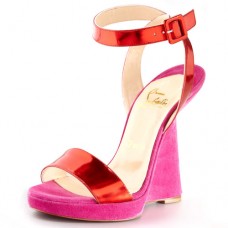 Sandalias de cuña Christian Louboutin Djaldos Spechio Colorblock en color rosa Sandalias de cuña Christian Louboutin Djaldos Spechio Colorblock en color rosa