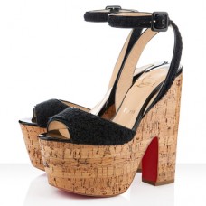 Sandalias de cuña Christian Louboutin Super Dombasle de 140 mm negras Sandalias de cuña Christian Louboutin Super Dombasle de 140 mm negras