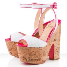 Sandalias de cuña Christian Louboutin Super Dombasle de 140 mm blancas Sandalias de cuña Christian Louboutin Super Dombasle de 140 mm blancas