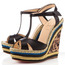 Sandalias de cuña Christian Louboutin Trotolita de 140 mm negras Sandalias de cuña Christian Louboutin Trotolita de 140 mm negras