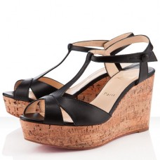 Sandalias de cuña Christian Louboutin Marina Liege de 100 mm negras Sandalias de cuña Christian Louboutin Marina Liege de 100 mm negras