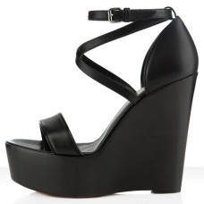 Sandalias de cuña Christian Louboutin Si Ma Zeppa de 140 mm negras Sandalias de cuña Christian Louboutin Si Ma Zeppa de 140 mm negras