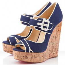 Sandalias de cuña Christian Louboutin Melides de 140 mm color azul marino Sandalias de cuña Christian Louboutin Melides de 140 mm color azul marino