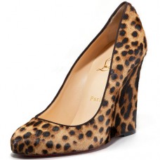 Sandalias de cuña Christian Louboutin Ron Ron Zeppa de 80 mm con estampado de leopardo. Sandalias de cuña Christian Louboutin Ron Ron Zeppa de 80 mm con estampado de leopardo.