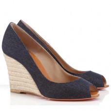 Sandalias de cuña Christian Louboutin Pepi de 80 mm azules Sandalias de cuña Christian Louboutin Pepi de 80 mm azules