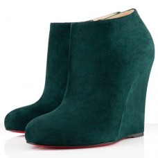 Botines Christian Louboutin Belle Zeppa de 100 mm, color verde. Botines Christian Louboutin Belle Zeppa de 100 mm, color verde.