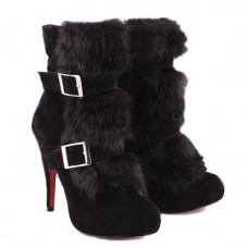 Botines Christian Louboutin Toundra Fur de 120 mm, color negro. Botines Christian Louboutin Toundra Fur de 120 mm, color negro.