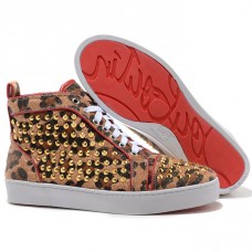 Zapatillas Christian Louboutin Louis Gold Spikes con estampado de leopardo Zapatillas Christian Louboutin Louis Gold Spikes con estampado de leopardo