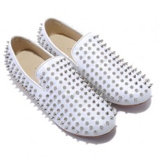 Mocasines Christian Louboutin Rollerboy Silver Spikes blancos Mocasines Christian Louboutin Rollerboy Silver Spikes blancos