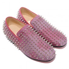 Mocasines Christian Louboutin Rollerboy Silver Spikes rojos Mocasines Christian Louboutin Rollerboy Silver Spikes rojos