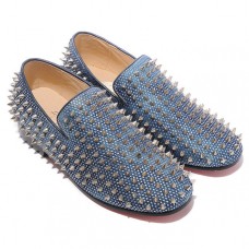 Mocasines Christian Louboutin Rollerboy Silver Spikes azules Mocasines Christian Louboutin Rollerboy Silver Spikes azules