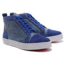 Zapatillas Christian Louboutin Louis con pedrería azul Zapatillas Christian Louboutin Louis con pedrería azul