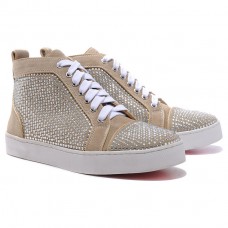 Zapatillas Christian Louboutin Louis con pedrería color topo Zapatillas Christian Louboutin Louis con pedrería color topo