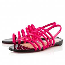 Sandalias planas Vildo de Christian Louboutin, color rosa matador/negro. Sandalias planas Vildo de Christian Louboutin, color rosa matador/negro.