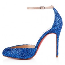 Zapatos de tacón Christian Louboutin Tres Decollete de 100 mm, color azul. Zapatos de tacón Christian Louboutin Tres Decollete de 100 mm, color azul.