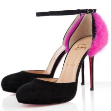 Zapatos de tacón Christian Louboutin Crazy Fur de 120 mm, rosa/negro Zapatos de tacón Christian Louboutin Crazy Fur de 120 mm, rosa/negro