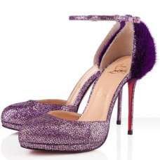 Zapatos de tacón Christian Louboutin Crazy Fur de 120 mm, color morado. Zapatos de tacón Christian Louboutin Crazy Fur de 120 mm, color morado.