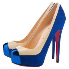 Zapatos de tacón Christian Louboutin Mago bicolor de 140 mm, color azul. Zapatos de tacón Christian Louboutin Mago bicolor de 140 mm, color azul.