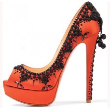 Zapatos de tacón Christian Louboutin Torero de 140 mm con puntera abierta, color naranja. Zapatos de tacón Christian Louboutin Torero de 140 mm con puntera abierta, color naranja.