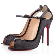 Zapatos de tacón Christian Louboutin 1en8 de 100 mm con puntera abierta, color negro. Zapatos de tacón Christian Louboutin 1en8 de 100 mm con puntera abierta, color negro.