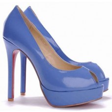 Zapatos de tacón Christian Louboutin Altadama de 140 mm con puntera abierta, color azul. Zapatos de tacón Christian Louboutin Altadama de 140 mm con puntera abierta, color azul.