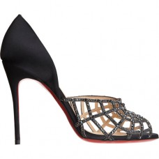Zapatos de tacón Christian Louboutin Aranea de 100 mm con puntera abierta, color negro. Zapatos de tacón Christian Louboutin Aranea de 100 mm con puntera abierta, color negro.