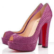 Zapatos de tacón Christian Louboutin Bambou de 140 mm con puntera abierta, color amatista. Zapatos de tacón Christian Louboutin Bambou de 140 mm con puntera abierta, color amatista.