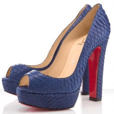 Zapatos de tacón Christian Louboutin Bambou de 140 mm con puntera abierta, color azul marino Zapatos de tacón Christian Louboutin Bambou de 140 mm con puntera abierta, color azul marino