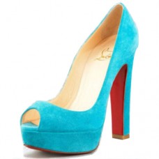Zapatos de tacón Christian Louboutin Bambou de 140 mm con puntera abierta, color azul. Zapatos de tacón Christian Louboutin Bambou de 140 mm con puntera abierta, color azul.