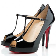 Zapatos de tacón Christian Louboutin Burlina de 120 mm con puntera abierta, color negro. Zapatos de tacón Christian Louboutin Burlina de 120 mm con puntera abierta, color negro.