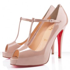 Zapatos de tacón Christian Louboutin Burlina de 120 mm con puntera abierta, color nude. Zapatos de tacón Christian Louboutin Burlina de 120 mm con puntera abierta, color nude.