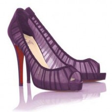 Zapatos de tacón Christian Louboutin Champagne Chiffon Ambrosina de 120 mm con puntera abierta, color morado. Zapatos de tacón Christian Louboutin Champagne Chiffon Ambrosina de 120 mm con puntera abierta, color morado.