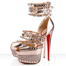 Zapatos de tacón Christian Louboutin Isolde de 160 mm con puntera abierta, color dorado. Zapatos de tacón Christian Louboutin Isolde de 160 mm con puntera abierta, color dorado.