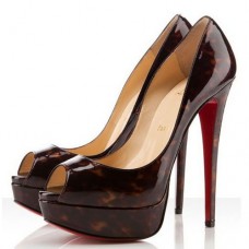 Zapatos de tacón Christian Louboutin de 140 mm con puntera abierta y estampado de carey, color rojo. Zapatos de tacón Christian Louboutin de 140 mm con puntera abierta y estampado de carey, color rojo.