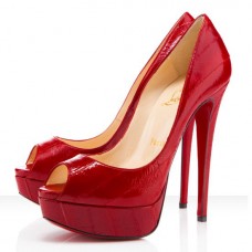 Zapatos de tacón Christian Louboutin Lady de 140 mm con puntera abierta, color rojo. Zapatos de tacón Christian Louboutin Lady de 140 mm con puntera abierta, color rojo.
