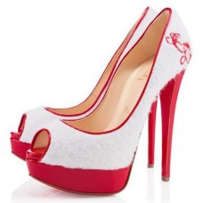 Zapatos de tacón Christian Louboutin Lady de 140 mm con puntera abierta, color blanco. Zapatos de tacón Christian Louboutin Lady de 140 mm con puntera abierta, color blanco.