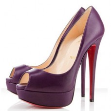 Zapatos de tacón Christian Louboutin Lady de 140 mm con puntera abierta, color morado. Zapatos de tacón Christian Louboutin Lady de 140 mm con puntera abierta, color morado.