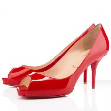 Zapatos de tacón Christian Louboutin Mater Claude de 80 mm con puntera abierta, color rojo. Zapatos de tacón Christian Louboutin Mater Claude de 80 mm con puntera abierta, color rojo.