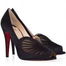 Zapatos de tacón Christian Louboutin Papilipi de 100 mm con puntera abierta, color negro. Zapatos de tacón Christian Louboutin Papilipi de 100 mm con puntera abierta, color negro.