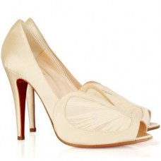 Zapatos de tacón Christian Louboutin Papilipi de 100 mm con puntera abierta, color blanco.