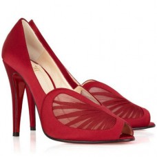 Zapatos de tacón Christian Louboutin Papilipi de 100 mm con puntera abierta, color rojo. Zapatos de tacón Christian Louboutin Papilipi de 100 mm con puntera abierta, color rojo.