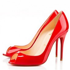Zapatos de tacón Christian Louboutin Sexy de 100 mm con puntera abierta, color rojo. Zapatos de tacón Christian Louboutin Sexy de 100 mm con puntera abierta, color rojo.