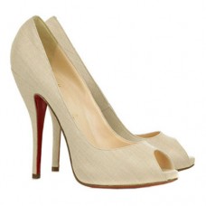 Zapatos de tacón Christian Louboutin Titi de 120 mm con puntera abierta, color beige. Zapatos de tacón Christian Louboutin Titi de 120 mm con puntera abierta, color beige.