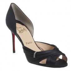 Zapatos de tacón Christian Louboutin Tres Ophrah de 80 mm con puntera abierta, color negro. Zapatos de tacón Christian Louboutin Tres Ophrah de 80 mm con puntera abierta, color negro.