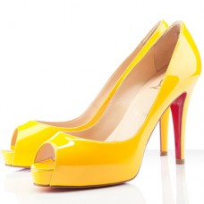 Zapatos de tacón Christian Louboutin Very Prive de 100 mm con puntera abierta, color amarillo.