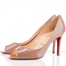 Zapatos de tacón con puntera abierta Christian Louboutin You You de 80 mm, color nude.