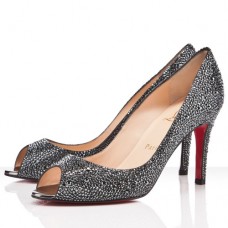 Zapatos de tacón Christian Louboutin You You de 80 mm con puntera abierta, color hematita. Zapatos de tacón Christian Louboutin You You de 80 mm con puntera abierta, color hematita.