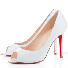 Zapatos de tacón Christian Louboutin You You de 100 mm con puntera abierta, color blanco. Zapatos de tacón Christian Louboutin You You de 100 mm con puntera abierta, color blanco.